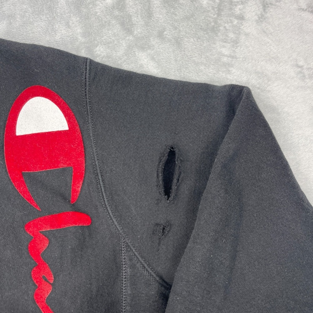 Champion Sweatshirt Womens XS Black Fleece Lined Long‎ Sleeve Crew Neck Pullover - Picture 6 of 6